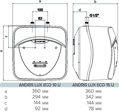 Водонагрівач електричний Ariston Andris Lux Eco 10U PL EU